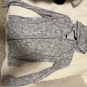 lululemon athletica Light Gray Patterned Zip Hoodie